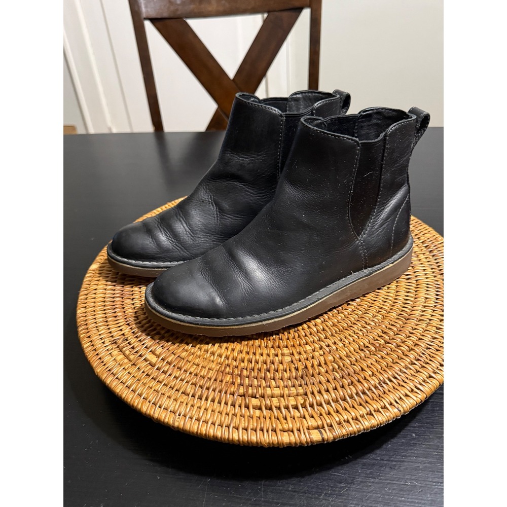 LL Bean Stonington Chelsea Boots Black Leather Ankle Pull On Womens 9M